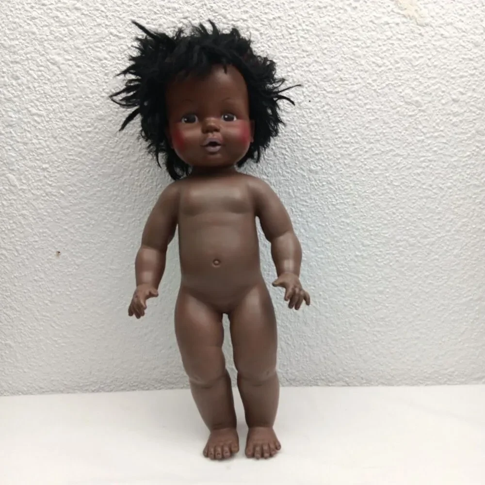 African American EEgEE Softina Drink Wet Doll Rubber Skin 1971 Nude Vintage